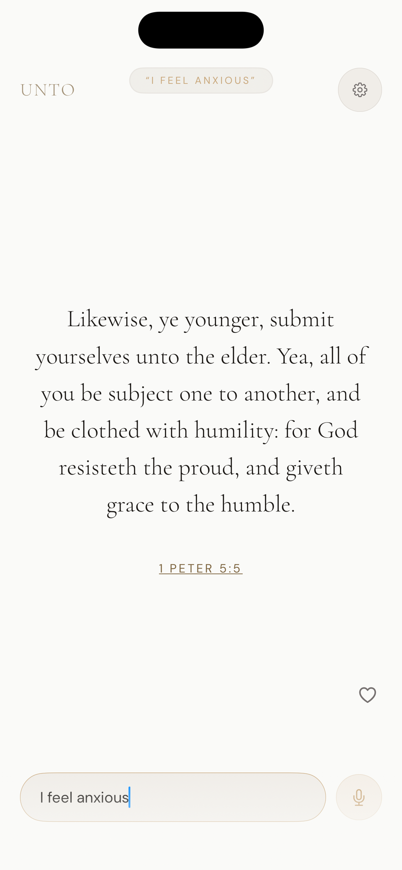 Searching 'I feel anxious' finds 1 Peter 5:5